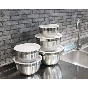 COM-FOUR® set di ciotole da 2 pezzi in acciaio inossidabile ciotola da cucina multifunzionale ciotola in metallo color argento di diverse dimensioni 