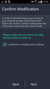 Ottieni nuovamente l'accesso alla memoria esterna con KitKat External SD Card Patch 2