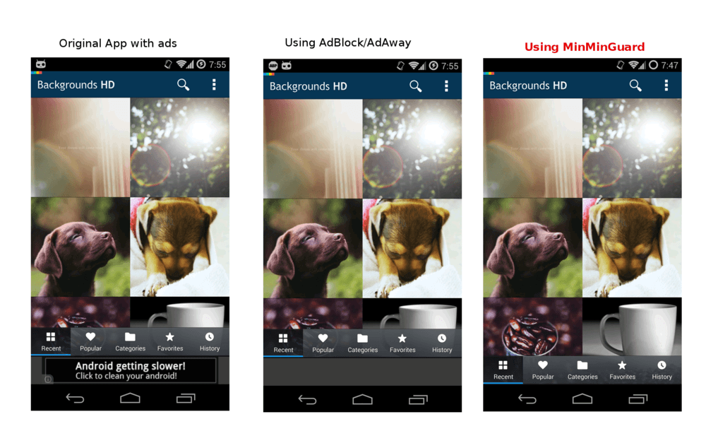MinMinGuard in azione per la rimozione delle pubblicità dalle applicazioni