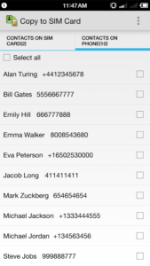 Come copiare i contatti android su SIM Copy to Sim card 2