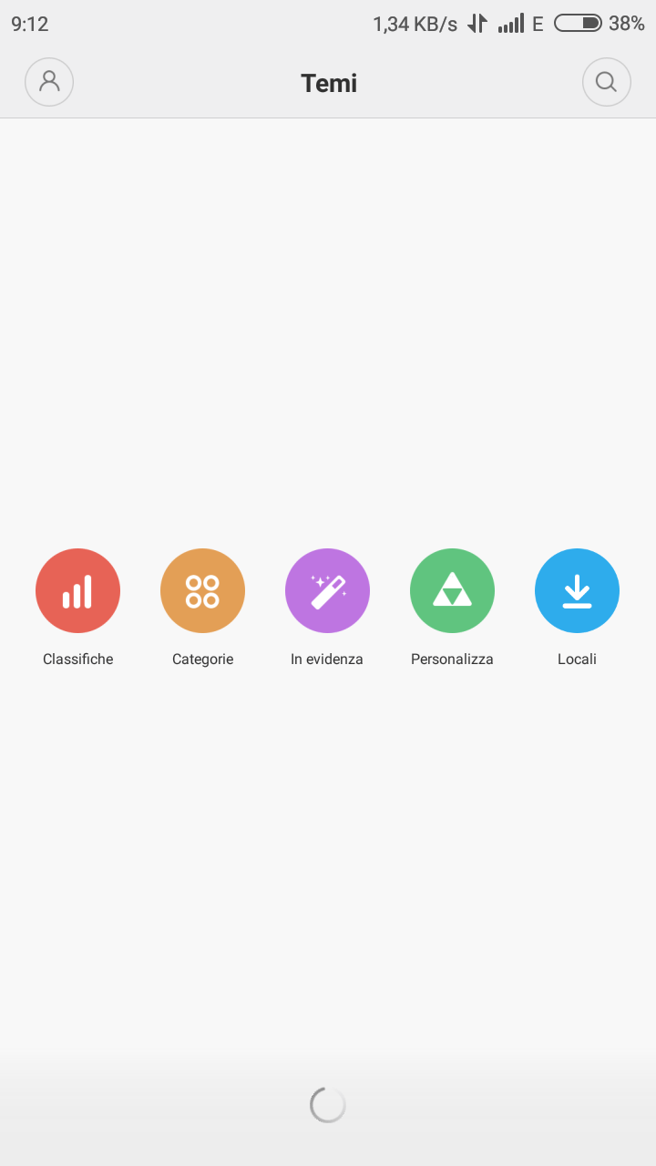 home page dell'app temi della miui