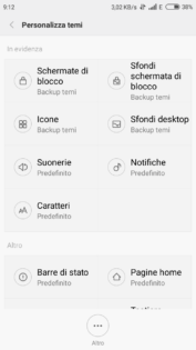 schermata personalizza temi della miui