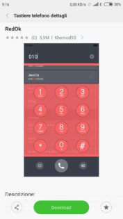schermata di dettaglio della tastiera del dialer del telefono in fase di download