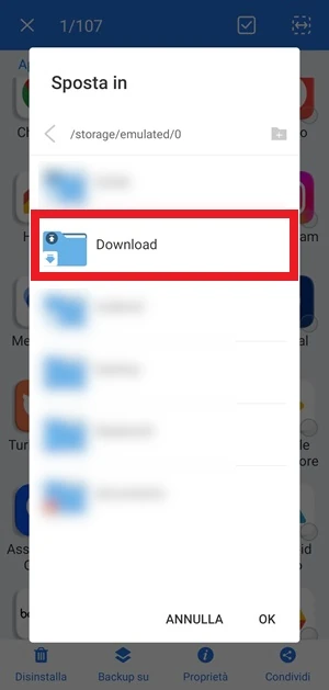 da ex gestore file la cartella download ha una cornice rossa intorno