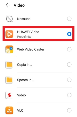 voce huawei video con riquadro rosso che la evidenzia