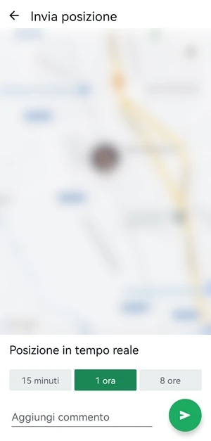 schermata allegata posizione whatsapp in tempo reale con mappa