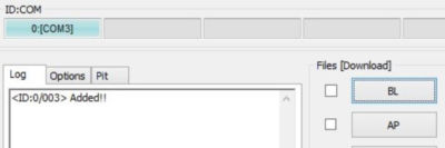 schermata odin con dispositivo aggiunto "Added"