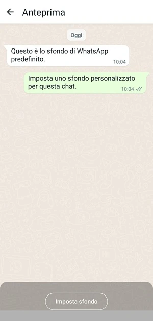 anteprima dello sfondo selezionato per la chat di whatsapp