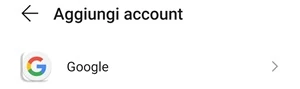 da aggiungi un altro account c'è la voce google
