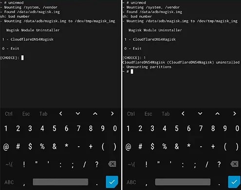 numero del modulo da disinstallare