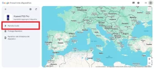 dalla pagina google trova il mio dispositivo è incorniciata in rosso la voce riproduci audio