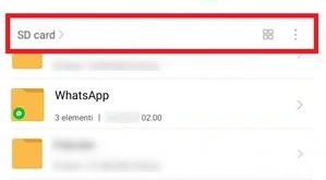 da mi file manager la voce sd card è evidenziata in rosso
