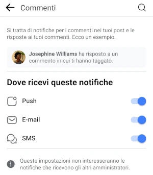 da notifiche per i commenti di facebook sono visibili quali si ricevono tra push, sms e e-mail