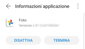 schermata informazioni applicazione di google foto