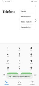 menu che appare dopo aver premuto sull'icona con i 3 punti in verticale