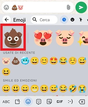emoji combo di gboard con cacca e maiale