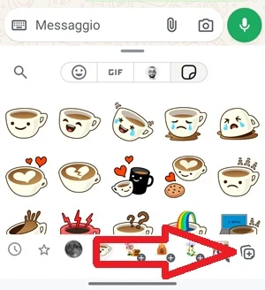 schermata di whatsapp da cui si può premere sull'icona "aagiungi"