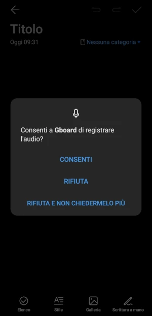 permesso richiesto dall'app gboard per registrare gli audio