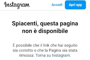 da instagram è visibile il messaggio con scritto spiacenti, questa pagina non è disponibile