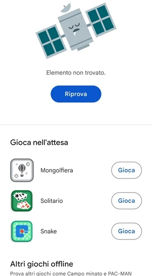 dal play store appare il messaggio che l'elemento non è stato trovato, di riprovare