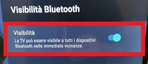 da visibilità bluetooth l'interruttore è attivo di fianco all'opzione visibilità