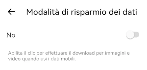 da facebook messenger l'interruttore della modalità di risparmio dei dati è disattivato