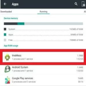 schermata apps delle impostazioni di android con evidenziata la voce dell'app imemess