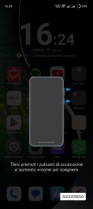 schermata realme con combinazione tasti per menu di spegnimento 